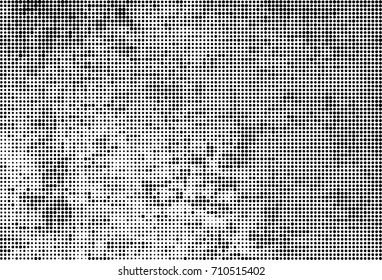 Black and white halftone. Grunge texture abstract. Monochrome background for printing and design. Round particles backdrop. Ink dots texturedesign element