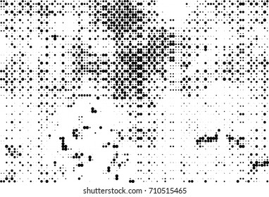 Black and white halftone. Grunge texture abstract. Monochrome background for printing and design. Round particles backdrop. Ink dots texturedesign element