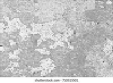 Black and white halftone. Grunge texture abstract. Monochrome background for printing and design. Round particles backdrop. Ink dots texturedesign element