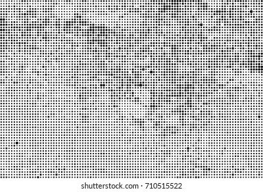 Black and white halftone. Grunge texture abstract. Monochrome background for printing and design. Round particles backdrop. Ink dots texturedesign element
