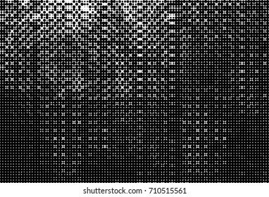 Black and white halftone. Grunge texture abstract. Monochrome background for printing and design. Round particles backdrop. Ink dots texturedesign element