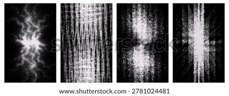 Black and White Halftone Grunge Texture Set - Distressed Photocopy Backgrounds with Light Leak, Scratches and Dotted Grain for Poster, Album Cover and Zine Design