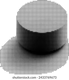 A black and white halftone image of a cylinder with shadow.