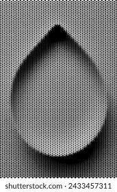 A black and white halftone image of a water droplet.