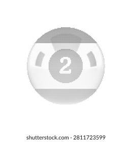 Black and white halftone kettlebell with number 2, representing a 2kg weight. Perfect for fitness, gym, and exercise designs.