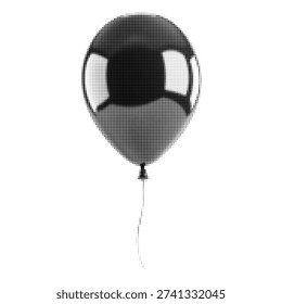 Black and white halftone party balloon illustration isolated on white background. Vintage engraved style helium balloon icon for celebration, birthday and festive design.