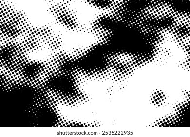 Black And White Halftone Pattern Background. Technology Banner. Abstract Business Wallpaper. Vector Illustration