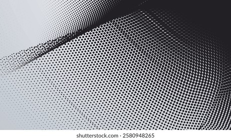 Black and white halftone pattern background for fabric style or presentation