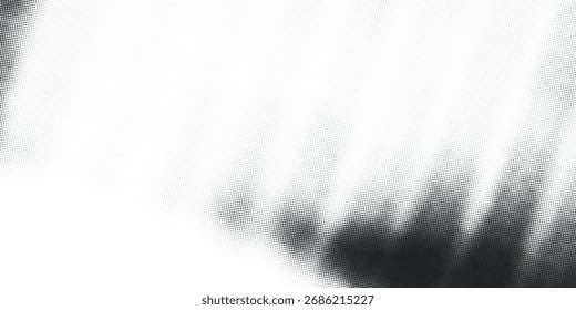 Padrão de meio-tom preto e branco. Os pontos densos gradualmente desaparecem para esparsos, criando um efeito de gradiente. Textura de fundo abstrata.