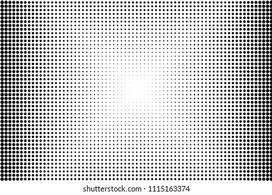 Black and white halftone pattern. Futuristic panel. Minimalistic design. Vector illustration. Retro background, pop art style. Dotted backdrop Digital gradient