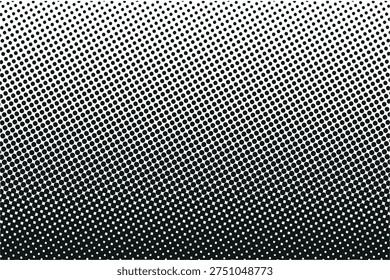 Black and white halftone pattern with a gradual fade from dense dots at the bottom to sparse dots at the top vector design