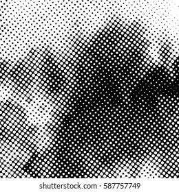 Black and white halftone pattern. Ink Print Distress Background . Dots Grunge Texture. Vector.