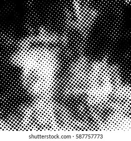 Black and white halftone pattern. Ink Print Distress Background . Dots Grunge Texture. Vector.