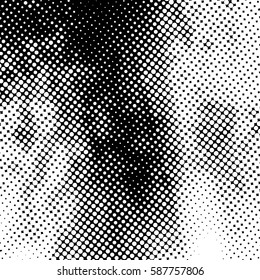 Black and white halftone pattern. Ink Print Distress Background . Dots Grunge Texture. Vector.