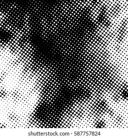 Black and white halftone pattern. Ink Print Distress Background . Dots Grunge Texture. Vector.