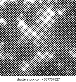 Black and white halftone pattern. Ink Print Distress Background . Dots Grunge Texture. Vector.