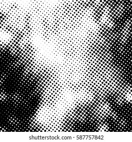 Black and white halftone pattern. Ink Print Distress Background . Dots Grunge Texture. Vector.