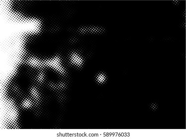 Black and white halftone pattern. Ink Print Distress Background . Dots Grunge Texture. Vector.