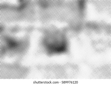 Black and white halftone pattern. Ink Print Distress Background . Dots Grunge Texture. Vector.