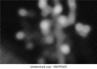 Black and white halftone pattern. Ink Print Distress Background . Dots Grunge Texture. Monochrome surface for your design.  Vector.