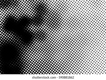 Black and white halftone pattern. Ink Print Distress Background . Dots Grunge Texture. Monochrome surface for your design.  Vector.