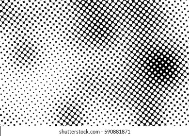 Black and white halftone pattern. Ink Print Distress Background . Dots Grunge Texture. Monochrome surface for your design.  Vector.