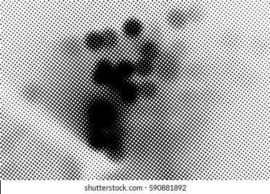 Black and white halftone pattern. Ink Print Distress Background . Dots Grunge Texture. Monochrome surface for your design.  Vector.