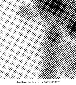 Black and white halftone pattern. Ink Print Distress Background . Dots Grunge Texture. Monochrome surface for your design.  Vector.