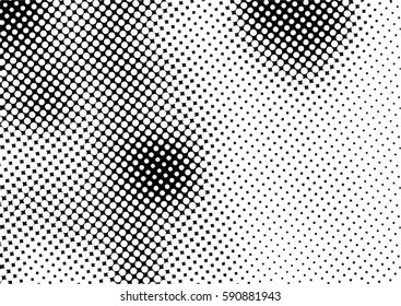 Black and white halftone pattern. Ink Print Distress Background . Dots Grunge Texture. Monochrome surface for your design.  Vector.