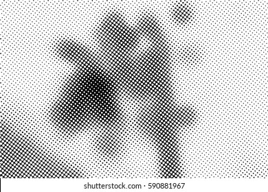 Black and white halftone pattern. Ink Print Distress Background . Dots Grunge Texture. Monochrome surface for your design.  Vector.