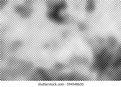 Black and white halftone pattern. Ink Print Distress Background . Dots Grunge Texture. Monochrome surface for your design.  Vector.