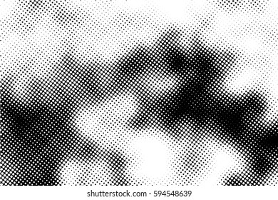 Black and white halftone pattern. Ink Print Distress Background . Dots Grunge Texture. Monochrome surface for your design.  Vector.