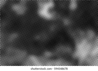 Black and white halftone pattern. Ink Print Distress Background . Dots Grunge Texture. Monochrome surface for your design.  Vector.