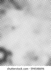 Black and white halftone pattern. Ink Print Distress Background . Dots Grunge Texture. Monochrome surface for your design.  Vector.