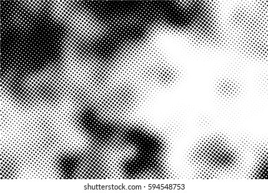 Black and white halftone pattern. Ink Print Distress Background . Dots Grunge Texture. Monochrome surface for your design.  Vector.