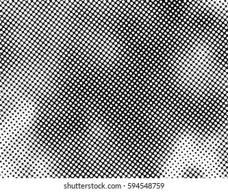 Black and white halftone pattern. Ink Print Distress Background . Dots Grunge Texture. Monochrome surface for your design.  Vector.