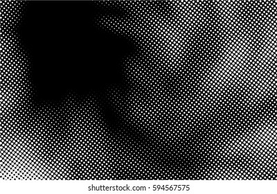 Black and white halftone pattern. Ink Print Distress Background . Dots Grunge Texture. Monochrome surface for your design.  Vector.