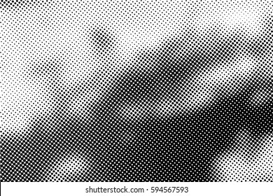 Black and white halftone pattern. Ink Print Distress Background . Dots Grunge Texture. Monochrome surface for your design.  Vector.