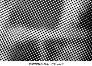 Black and white halftone pattern. Ink Print Distress Background . Dots Grunge Texture. Monochrome surface for your design.  Vector.