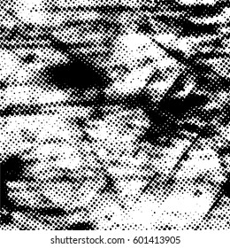 Black and white halftone pattern. Ink Print Distress Background . Dots Grunge Texture. Monochrome surface for your design. Vector.