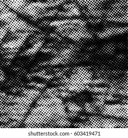 Black and white halftone pattern. Ink Print Distress Background . Dots Grunge Texture. Monochrome surface for your design. Vector.