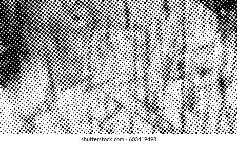Black and white halftone pattern. Ink Print Distress Background . Dots Grunge Texture. Monochrome surface for your design. Vector.