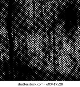 Black and white halftone pattern. Ink Print Distress Background . Dots Grunge Texture. Monochrome surface for your design. Vector.