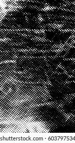 Black and white halftone pattern. Ink Print Distress Background . Dots Grunge Texture. Monochrome surface for your design. Vector.
