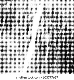 Black and white halftone pattern. Ink Print Distress Background . Dots Grunge Texture. Monochrome surface for your design. Vector.