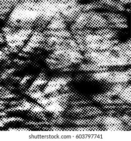 Black and white halftone pattern. Ink Print Distress Background . Dots Grunge Texture. Monochrome surface for your design. Vector.