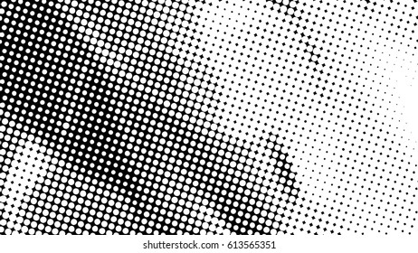 Black and white halftone pattern. Ink Print Distress Background . Dots Grunge Texture. Monochrome surface for your design. Vector. New pointillism.