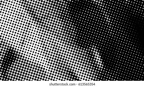 Black and white halftone pattern. Ink Print Distress Background . Dots Grunge Texture. Monochrome surface for your design. Vector. New pointillism.