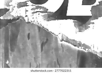 Black and white halftone pattern with repeating geometric dots and lines transparent background