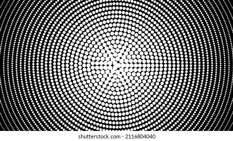Schwarz-Weiß-Halbton-Spiralvortex. einfarbiger Hintergrund mit kreisförmigem Bewegungs-Täuschungsmanöver